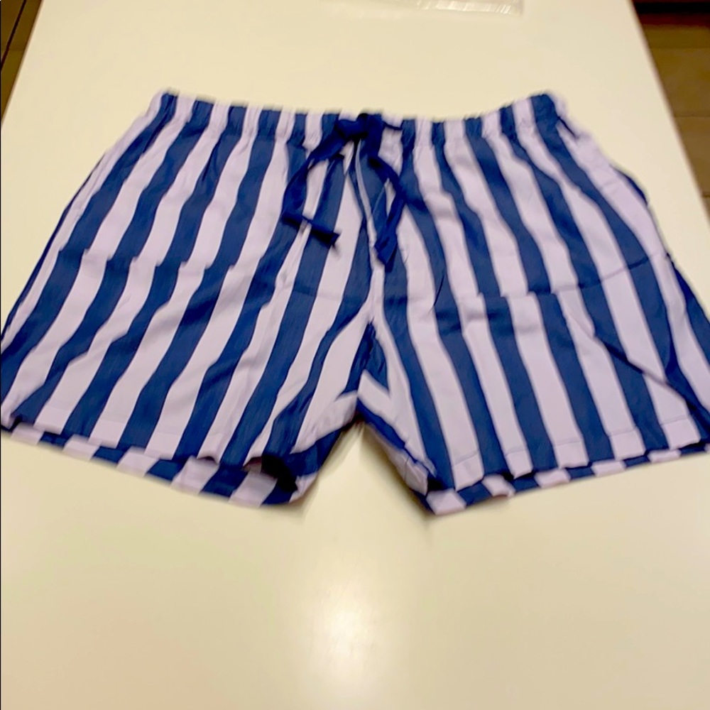 Boys Large pajama shorts.  Navy and Gray strips